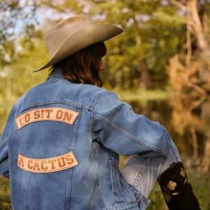 UNDERSTATED LEATHER "GO SIT ON A CACTUS" VINTAGE DENIM JACKET